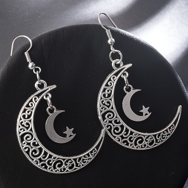 925 Silver Crescent Moon Hoop Earrings with Spiral Accents - Chic Crescent  Moon | NOVICA